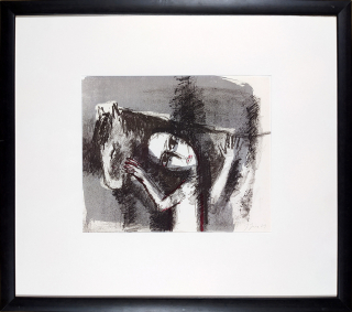 Jíra Josef – Dívka s koněm, barevná litografie, 1989