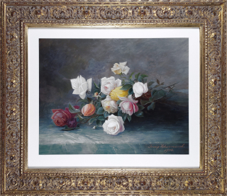 Schermaulová Jenny – Růže, původní olejomalba na kartonu, 1904