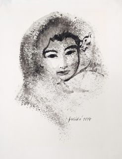 Kolínská Jitka – Eskymačka, malba tuší a akvarelem, 1977