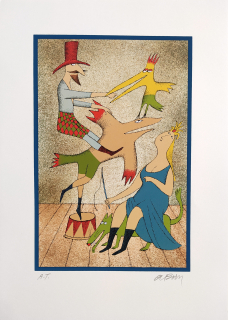 Born Adolf – Veselý cirkus, signovaná barevná serigrafie, autorský tisk, ca 2010