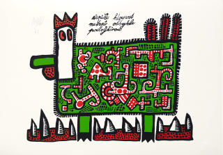Seydl Zdenek – Slepice, signovaná barevná serigrafie, autorský tisk, ca 1970