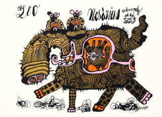 Seydl Zdenek – Zoo, Nostárius obecný, signovaná barevná serigrafie, autorský tisk, ca 1970