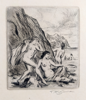 Šimon Tavík František –  Imprese od moře I. Po koupeli II., původní suchá jehla, 1916