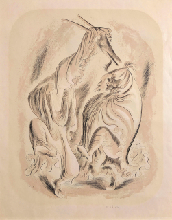 Bouda Cyril – Maškary, barevná litografie, 1943