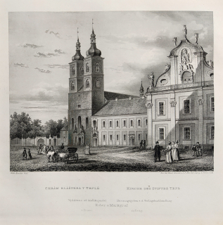 Teplá u Mariánských Lázní – Klášter a opatství Teplá, Adolf Fesca, původní oceloryt, 1860