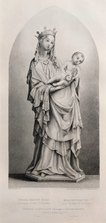 Plzeň – Plzeňská Madona, katedrála sv. Bartoloměje v Plzni, Adolf Fesca, původní oceloryt, 1860