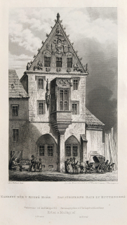 Kutná Hora – Kamenný dům v Kutné Hoře, České muzeum stříbra, Georg Heisinger, původní oceloryt, 1860