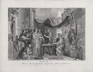 Wolff Jeremias – Mojžíš si bere Zeforu, mědiryt, ca 1690