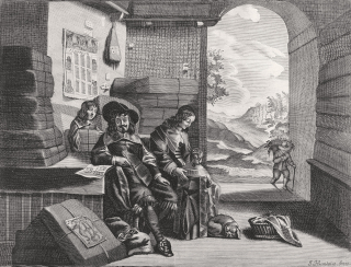 Humbelot Jean Baptiste – L'age viril, ze série Ages of man, původní lept a mědiryt, ca 1650