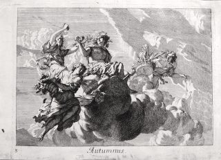 Lairesse, Gérard de – Autumnus, Ztvárnění podzimu, původní lept a mědiryt, ca 1680