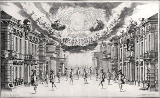Küsel Matthäus – Scénografie pro operu Il Pomo d'Oro, původní lept, 1668