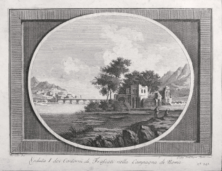 Dall'Acqua Giusepe – Pohled na Frascati, původní lept, ca 1780