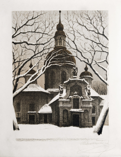 Vaňáč Otakar – Kostel na Bílé Hoře, původní litografie, ca 1930