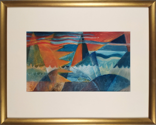 Tylečková Zdeňka / Tyleček – Abstraktní krajina, malba, tempera a suchý pastel, nedatováno