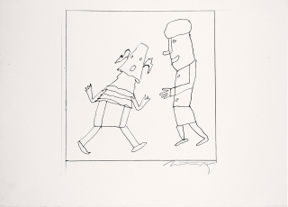 Načeradský Jiří – Ilustrace pro časopis, signovaná kresba tuší, 70. léta 20. století