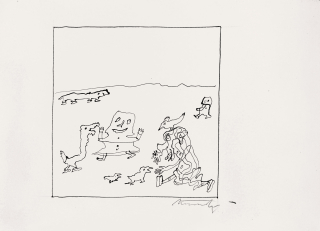 Načeradský Jiří – Ilustrace pro časopis, signovaná kresba tuší, 70. léta 20. století