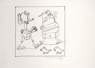 Načeradský Jiří – Ilustrace pro časopis, signovaná kresba tuší, 70. léta 20. století