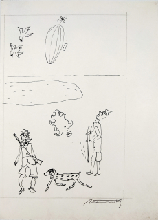 Načeradský Jiří – Ilustrace pro časopis, signovaná kresba tuší, 70. léta 20. století