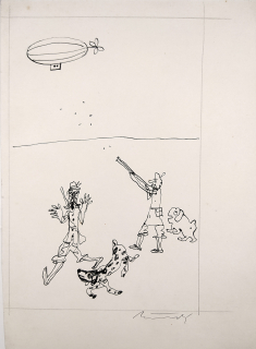 Načeradský Jiří – Ilustrace pro časopis, signovaná kresba tuší, 70. léta 20. století