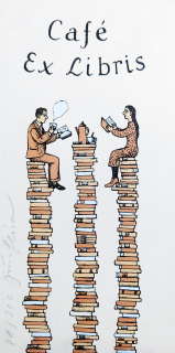 Slíva Jiří – Café Ex libris, původní barevná litografie, číslováno 81/300, nedatováno