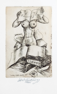 Kulhánek Oldřich – Ex libris (Josef Runštuk a Karel Žižkovský), původní lept, č. 37/200, 1990