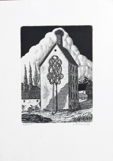 Pileček Jindřich – Sluneční hodiny, původní lept, č. 130/150, 1996