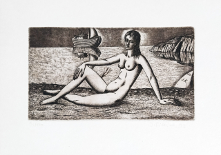 Pileček Jindřich – Ex libris J. K., původní lept, č. 91/100, 1992