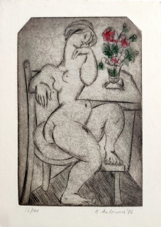 Antonová Alena – Intimita, kolorovaná suchá jehla s barevným podtiskem, číslováno 56/100, 2006