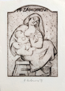 Antonová Alena – PF Záhorovi, suchá jehla s barevným podtiskem, 1991