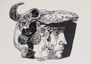 Liesler Josef – Muži, původní litografie, 1969
