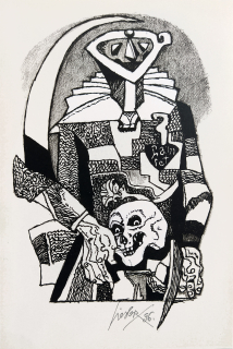 Liesler Josef – Hamlet, původní barevná litografie, 1996