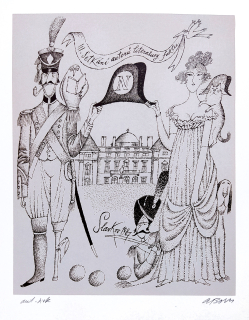 Born Adolf – Slavkov 1987, III. Setkání autorů literatury faktu, signovaná barevná serigrafie, autorský tisk, 1987