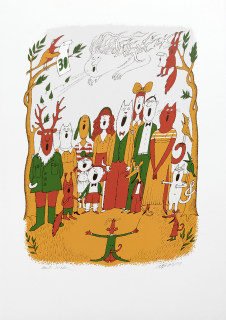 Born Adolf – Dětský pěvecký sbor Severáček, 30. té výročí založení, barevná serigrafie, autorský tisk, 1988