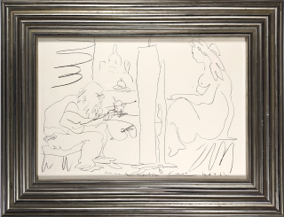 Picasso Pablo – Peintre et modèle dans l'atelier, litografie, 1962