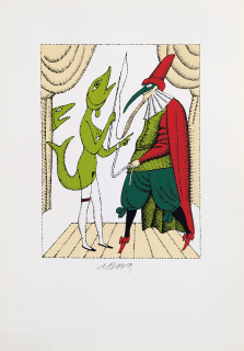 Born Adolf – Pro členy Klubu přátel Hollara v Praze, signovaná barevná serigrafie, 1996
