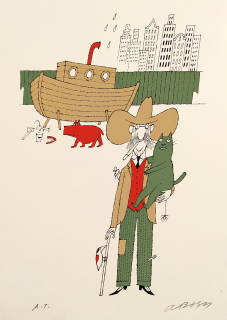 Born Adolf – Tři dědečci, Humoresky, signovaná barevná serigrafie, autorský tisk, 1998