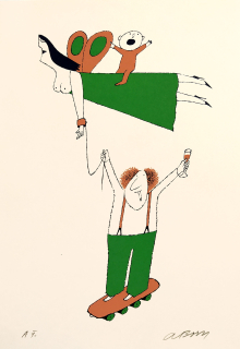 Born Adolf – Rozmarný sonet o ženách básníků, Humoresky, signovaná barevná serigrafie, autorský tisk, 1998