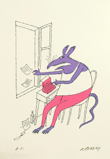 Born Adolf – Srdečně zdraví anonym, Humoresky, signovaná barevná serigrafie, autorský tisk, 1998