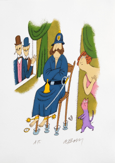 Born Adolf – Proslulý žabák skákavý z okresu Calaveras, signovaná barevná serigrafie, autorský tisk, 2015