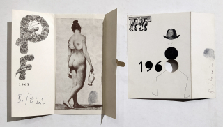 Štěpán Bohumil – PF 1967 a 1968, Dvě PF adresované Jiřímu Šmídovi, kresba a tisk, 1966 a 1967