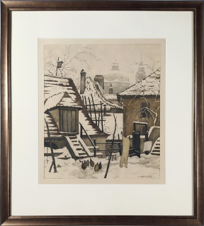 Stretti-Zamponi Jaromír – Praha, původní barevná akvatinta, ca 1910