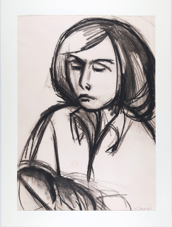David Jiří – Zdena, studie ženy, kresba uhlem, 1976