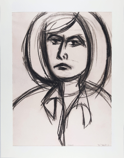 David Jiří – Zdena, studie ženy, kresba uhlem, 1976