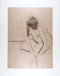 David Jiří – Zdena, sedící akt, kresba uhlem, 1983