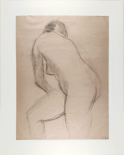 David Jiří – Zdena, sedící akt, kresba uhlem, 1983