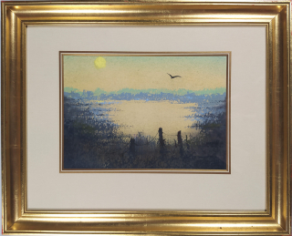 Jiřincová Ludmila – Měsíc nad řekou, kombinovaná technika, suchý pastel a kvaš, 1956