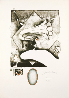Suchánek Vladimír – Pocta Jiřímu Suchému, původní barevná litografie, č. 13/XXX, 1981