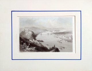 Budapešť – Buda and Pesth, G. K. Richardson, původní oceloryt, ca 1840