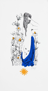 Suchý Jiří – Dívka v heřmánku, barevná serigrafie, nedatováno