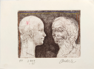 Anderle Jiří – PF 2000–15, suchá jehla s kresbou, 2015